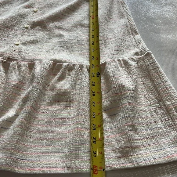 LOFT Cream Tie Shoulder Dress with neon threading accents in size SP - Picture 6 of 8